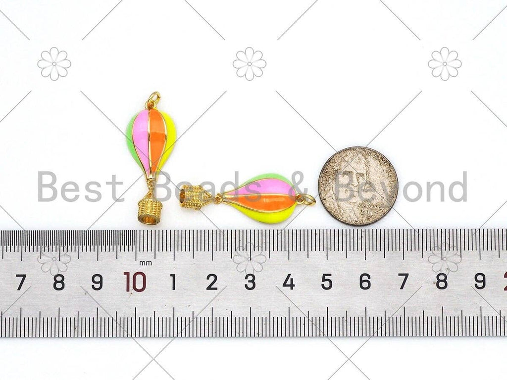 Colorful Enamel Hot Air Balloon Shape Pendant,18K Gold Filled Enamel Charm,Enamel Jewelry,14x34mm,Sku#L621
