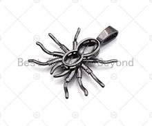 Load image into Gallery viewer, CZ Micro Pave Spider Shaped Pendant/Charm, Cubic Zirconia Pendant Charm, Focal Spider Charm, Halloween Charm, 40x47mm,Sku#L380