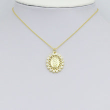 Load image into Gallery viewer, Clear CZ Gold Virgin Mary On Oval Shape Charm Pendant, Sku#LK1113
