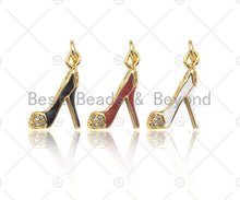 Load image into Gallery viewer, Enamel Colorful High Heel Shoes Shape Pendant,CZ Micro Pave Enamel Charm,Enamel Jewelry,15x18mm,Sku#LK274