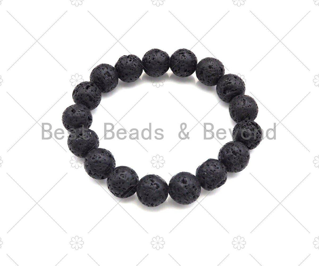 Natural Black Lava Stretchy Bracelet,SKU#EF47