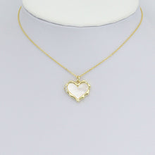 Load image into Gallery viewer, Clear CZ Mother of  Pearl Gold Heart Charm Pendant, Sku#FH244