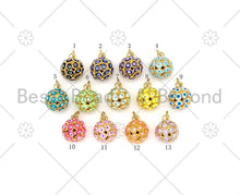 Load image into Gallery viewer, Enamel Colorful Evil Eye On Round Ball Shape Pendant, 18K Gold Filled Enamel Charm,Necklace Bracelet Charm Pendant,12x14mm,Sku#F1427
