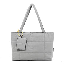 Load image into Gallery viewer, Women's Plaid Patchwork Tote Bag | Solid Color Shoulder Bag for Everyday Use