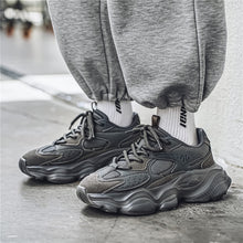 Load image into Gallery viewer, Men's Chunky Soled Dad Sneakers | Mesh Upper Lace-Up Athletic Shoes | Beige Black Gray