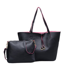 Load image into Gallery viewer, Women's PU Leather Ribbon Shoulder Bag Two-Piece Set | Tassel Crossbody Handbag
