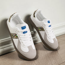 Load image into Gallery viewer, Women's Leopard Print Lace-Up Casual Sneakers | Color-Block Low-Top Flat Shoes