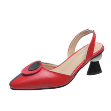 Load image into Gallery viewer, Women's Chunky Heel Openwork Sandals - Comfortable Closed Toe Korean Style Buckle Sandals