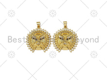 Load image into Gallery viewer, CZ Micro Pave Lion Head Shape Pendant,18K Gold Filled Lion Head Charm, Necklace Bracelet Charm Pendant, 27x25mm,Sku#LK414