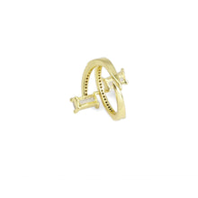 Load image into Gallery viewer, CZ Gold Silver Rectangle CZ Adjustable Ring, Sku#A146