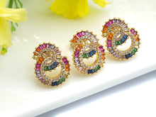 Load image into Gallery viewer, Rainbow Twin Circles  Stud Earring, J132