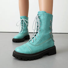 Load image into Gallery viewer, Women's Chunky Heel Mid-Calf Lace-Up Boots | Square Toe Dr. Martens Style | Sizes 35–42