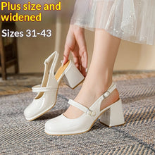 Load image into Gallery viewer, Women's Wide-Fit Chunky Heel Sandals | Plus-Size Round-Toe Block Heel