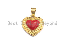 Load image into Gallery viewer, Enamel Colored heart Pendant, CZ Micro Pave Oil Drop Heart pendant, Enamel Jewelry, 15x16mm, sku#F940