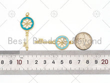 Load image into Gallery viewer, Enamel Colorful Filigree Key Shape Pendant, Gold Filled Enamel Charm,Enamel Jewelry Findings, 17x43mm,Sku#F1418C