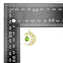 Load image into Gallery viewer, Fancy Cresent Moon With Clear Green Teardrop Pendant Charm, Sku#LK942