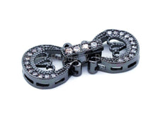 Load image into Gallery viewer, CZ Micro Pave Double Teardrop Buckle Clasp, Cubic Zirconia Buckle Clasp, CZ Pave Interlocking Clasp Fastener, 26x11mm, sku#H66