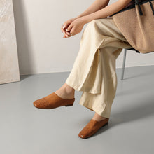 Load image into Gallery viewer, Women's Hand-Woven Full Grain Leather Mules | Square Toe Slip-On Backless Loafers