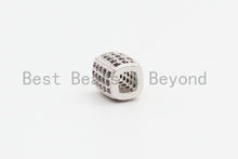 Load image into Gallery viewer, CZ Micro Pave Drum Barrel Space Beads, Cubic Zirconia Large Big Hole Space Tube Beads, 7x6mm,SKU#G38