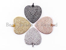 Load image into Gallery viewer, CZ Clear Micro Pave Heart Pendant/Charm, Heart Shaped Pave Charm, Gold/Rose Gold/Silver/Gunmetal plated,21x23mm, Sku#F360