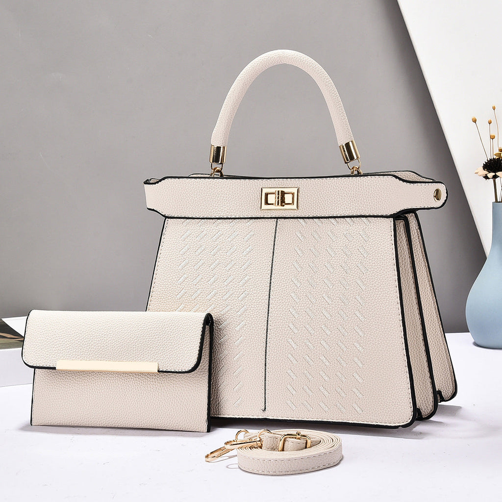 Premium 2-in-1 PU Leather Bucket Bag Set - Crossbody & Handbag with Multiple Compartments