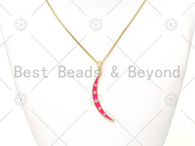 Load image into Gallery viewer, Enamel Colorful Cresent Moon Shape Pendant,CZ Micro Pave Moon Shape pendant,Enamel pendant,Enamel Jewelry,5x50mm,sku#F1413