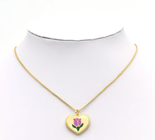 Load image into Gallery viewer, Enamel Tulip Flower On Heart Shape Pendant, Sku#L649
