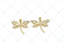 Load image into Gallery viewer, CZ Micro Pave Butterfly Shape Pendant, 18K Gold Filled Butterfly Charm, Necklace Bracelet Charm Pendant,Sku#LD168