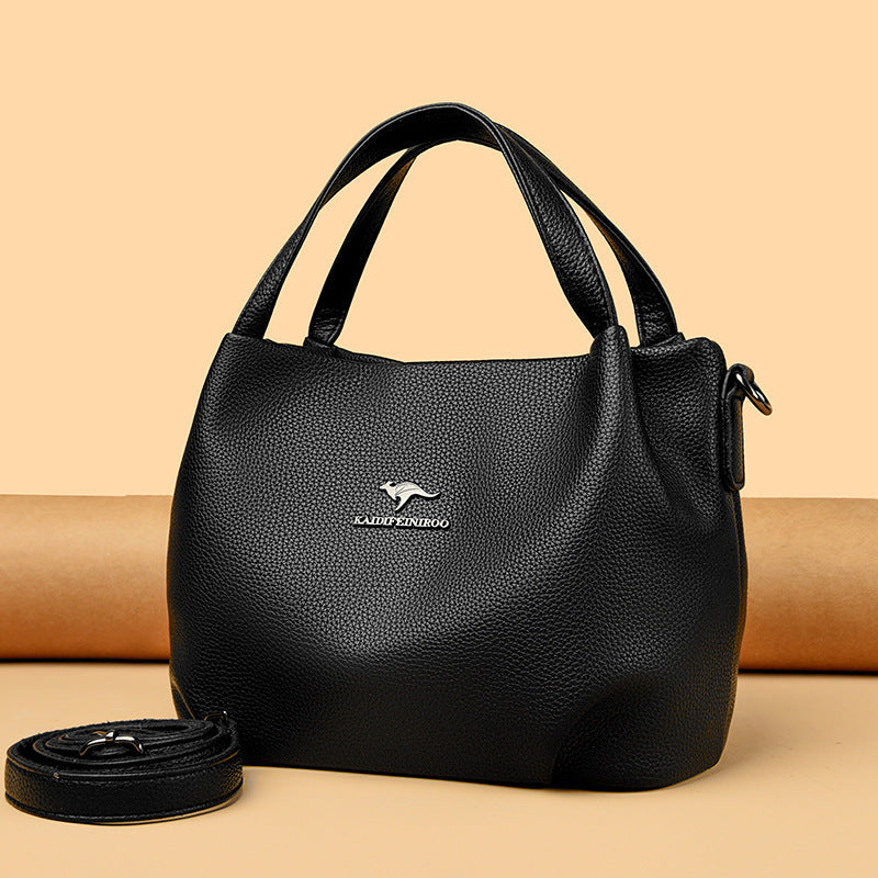 Women's High-Capacity Lychee Texture Tote Bag – Composite Cowhide Shoulder Bag