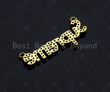 Load image into Gallery viewer, Gold Bracelet/Necklace Connector, Dainty Superme Charms, Alphabet Pendant, Gold Charm, Gold Pendant, Necklace Charms, 14x34mm, Sku#LK98