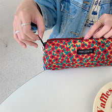 Load image into Gallery viewer, Corduroy Pencil Case Makeup Bag - Korean Style Retro Floral Canvas Pouch for Students