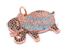 Load image into Gallery viewer, CZ Micro Pave Turquoise Cobalt Elephant Pendant/Charm, sku#L23C