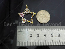 Load image into Gallery viewer, Gold Filled CZ Micro Pave Star with Colorful CZ Flower Pendant,18K Gold Filled Star Charm, Necklace Bracelet Charm Pendant,25x26mm,Sku#LK326