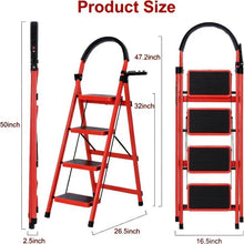 Load image into Gallery viewer, Folding 3/4-Step Ladder – Portable Steel Step Stool, Anti-Slip