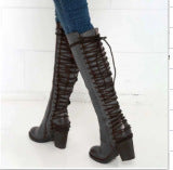 Load image into Gallery viewer, Women's Over-the-Knee Lace-Up Boots with Chunky Heels - High Heel Fashion Boots