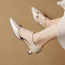 Load image into Gallery viewer, French Retro Camellia-Embellished Ballet Flats - Genuine Leather Stiletto Heels for Women