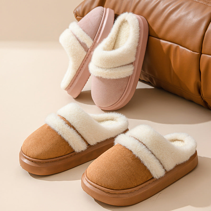 Women's Plush House Slippers Non-Slip Warm Cotton Indoor Bedroom Shoes Winter Comfort