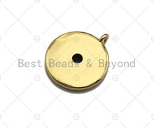 Load image into Gallery viewer, Cobalt  CZ Micro Pave Round Evil Eye on Disc Pendant/Charm, Lucky eye Cubic Zirconia Pendant, 24K Gold Tone,16x18mm,Sku#L305