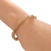 Load image into Gallery viewer, CZ Twist Gold Adjustable Bracelet, Sku#B352