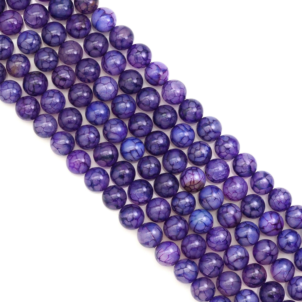 Purple Dragon Vein Agate Round Smooth Beads, Sku#U1765c