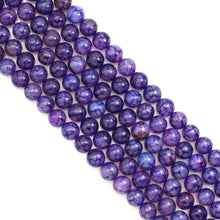 Load image into Gallery viewer, Purple Dragon Vein Agate Round Smooth Beads, Sku#U1765c