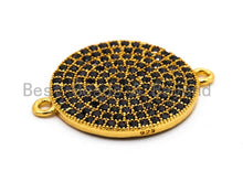 Load image into Gallery viewer, Black CZ Micro Pave Round Disc Connector, Cubic Zirconia Space Connector, Bracelet Necklace Findings, 16x19mm, 1pc,SKU#A85