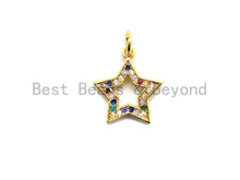 Load image into Gallery viewer, CZ Colorful Micro Pave Five Point Star Shape Pendant, Five Star Shaped Pave Pendant, Gold plated,14x15mm, Sku#F719