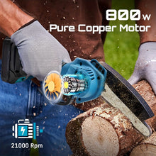 Load image into Gallery viewer, 6-inch Cordless Mini Chainsaw – Handheld Electric, Lightweight, Battery-Powered
