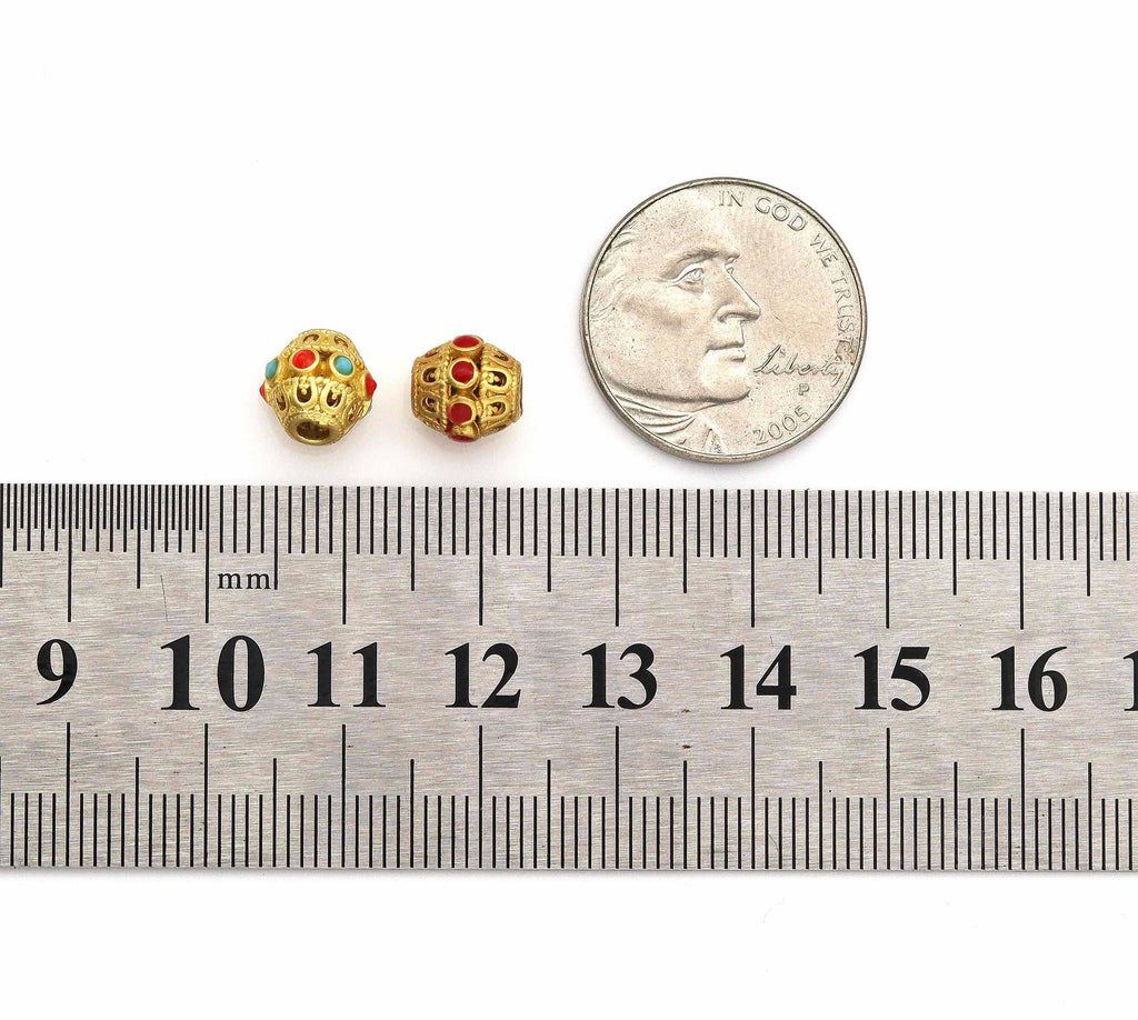 Gold Enamel Barrel Spacer Beads, Sku#LX70