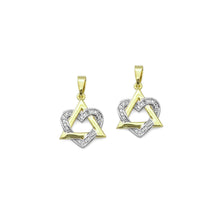 Load image into Gallery viewer, CZ Silver Heart Gold Triangle Charm, Sku#LX307
