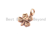 Load image into Gallery viewer, CZ Micro Pave Four Leaf Clover Shaped Pendant/Charm, Cubic Zirconia Pendant Charm,10x12mm,sku#F918
