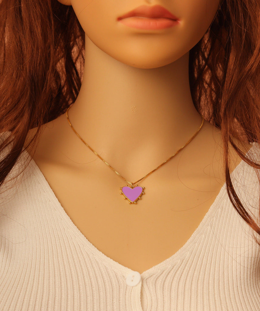 Colorful Enamel Spike Heart Charm, Sku#LX194