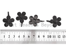 Load image into Gallery viewer, Black CZ Pave On Black Micro Pave Daisy Flower Charm Beads, Cubic Zirconia Paved Flower Charm,24x26mm, sku#F397/F348