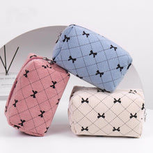 Load image into Gallery viewer, Corduroy Bow-Knot Makeup Bag - Large Capacity Cosmetic Organizer with Zipper